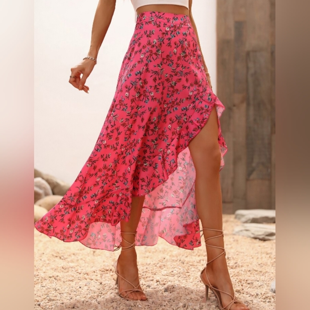 Floral Pink Women's Skirt - Picture 2 of 5